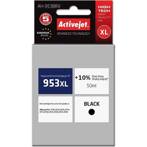 ActiveJet Premium Blækpatron, sort, 50 ml, kompatibel til HP 953XL