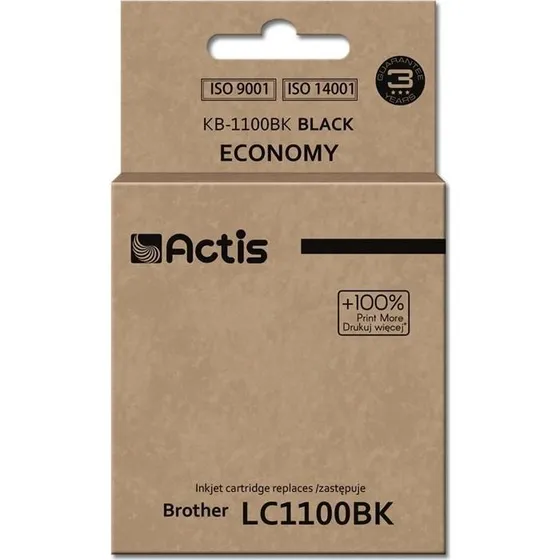 Actis KB-1100BK Sort Blækpatron, 28 ml, Kompatibel med Brother LC1100BK/980BK