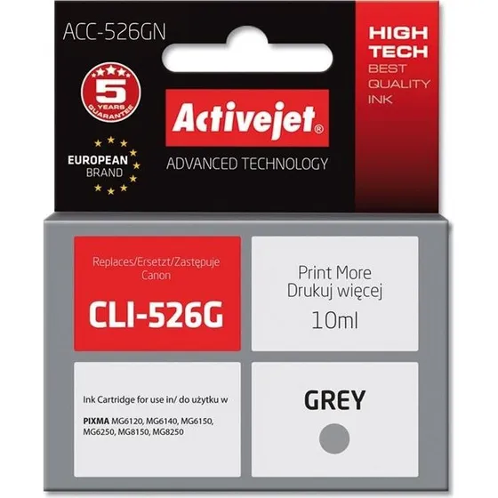 ActiveJet ACC-526GN, 10 ml, grå, kompatibel til Canon CLI-526G