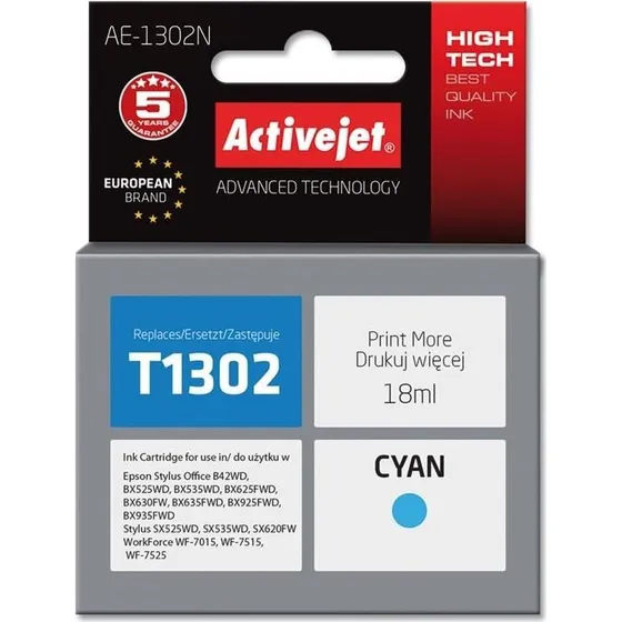 ActiveJet AE-1302N Cyan, 18 ml, kompatibel til Epson T1302