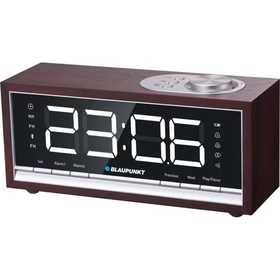 Blaupunkt CR60BT Vækkeur med radio og Bluetooth, brun trælook