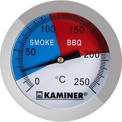 Stegetermometer, analog grill- og røgtermometer i rustfrit stål, 0–250°C, +/-1°C