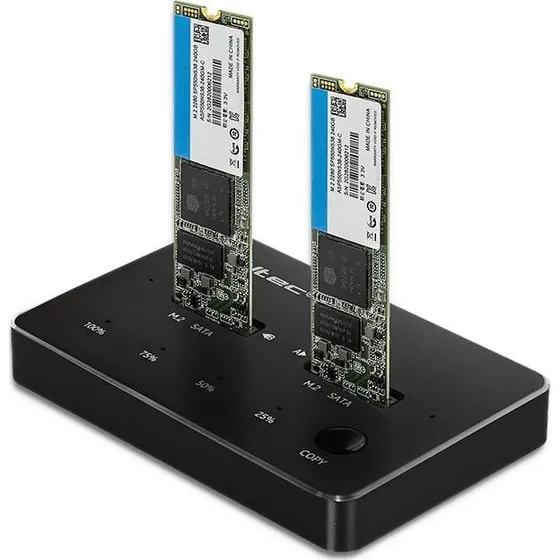 Qoltec 50310 Dockingstation til 2x SSD M.2 SATA, USB-C, sort