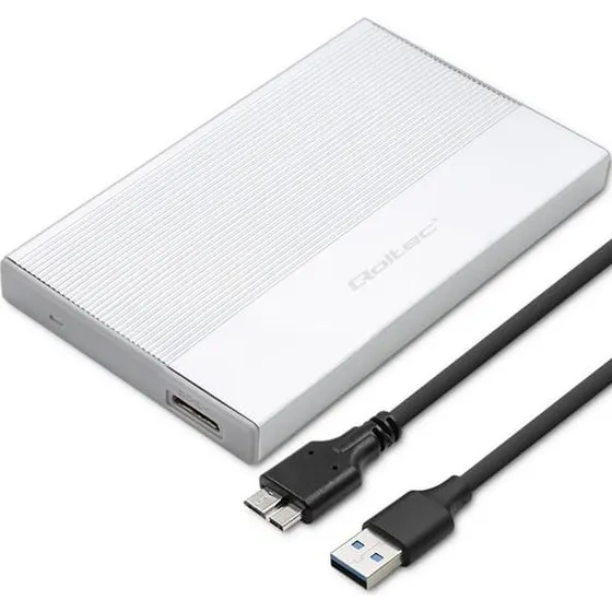Qoltec Aluminiumskabinet 2.5" SSD/HDD USB 3.0 2TB Sølv