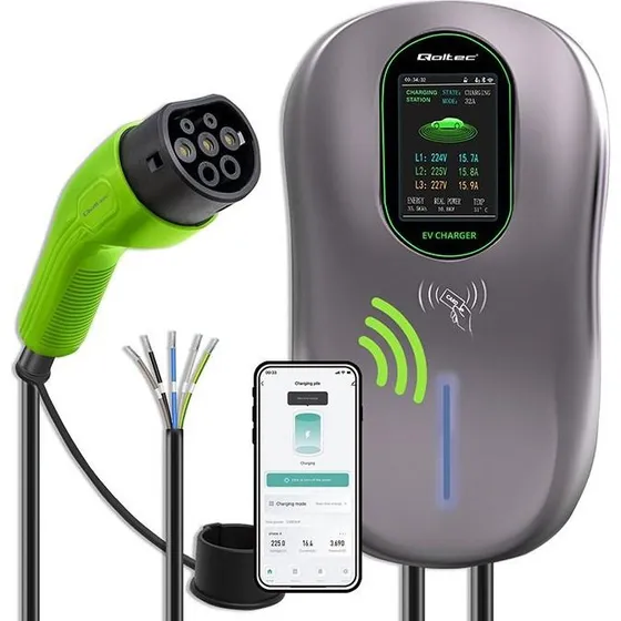 Qoltec Type 2 22 kW WiFi-ladestander til elbil