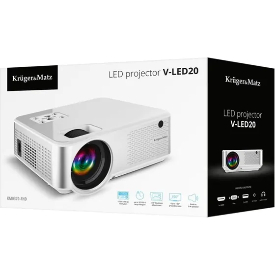 Kruger & Matz V-LED20 LED Full HD 1080p Projektor, 5000 lumen