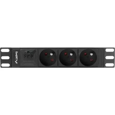 Lanberg 1U Stikdåse 16 A, 3x 230 V, Type E, 2 m
