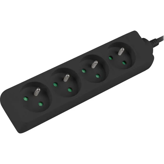 Lanberg Stikdåse 4-stik 10A 1m Sort