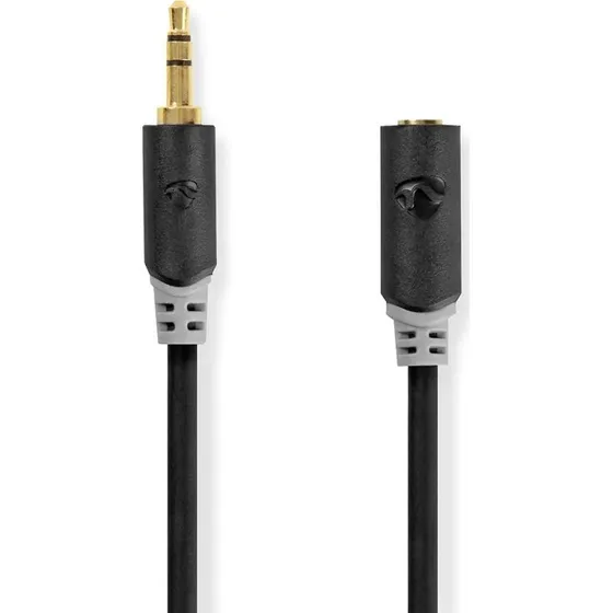 Nedis Audioforlængerkabel 2 m, 3,5 mm, guldbelagt, antracit