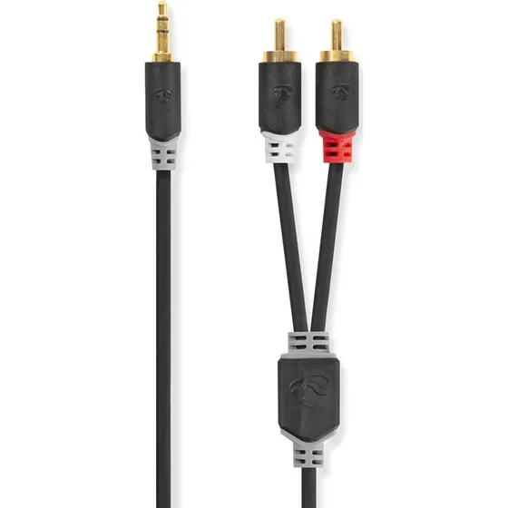 Nedis Audio Kabel 3,5 mm til RCA 50 cm, Guldplateret, Antracit