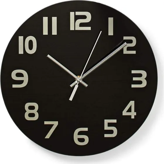 Nedis CLWA006GL30BK Vægur 30 cm Sort Glas