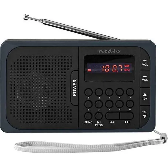 Nedis FM-Radio med PLL-modtagelse, 50 kanaler, microSD & USB