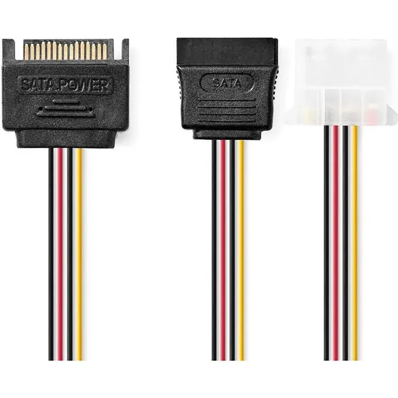 Nedis SATA 15-Pin Strømkabel, 15 cm, Sort/Rød/Gul