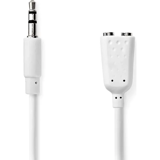 Nedis Stereo Audio Kabel 3.5 mm, 0,20 m, Nikkelplateret, Hvid