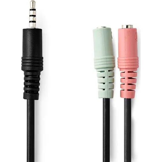 Nedis Stereo Audio Kabel 3.5 mm, 0,20 m, Nikkelplateret