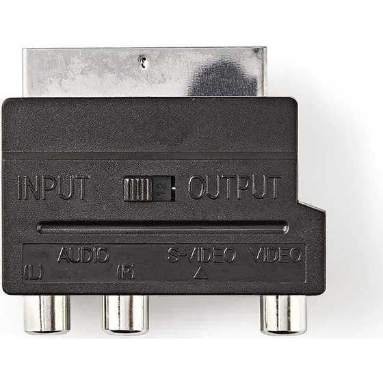 Scart Adapter S-Video | 3x RCA til SCART | Nikkelplateret | Sort