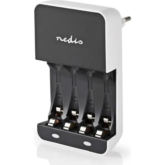 Nedis BACH05 6W batterilader (AA/AAA) sort/hvid