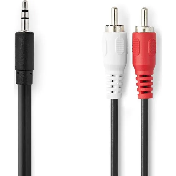 Nedis Audio Kabel 3,5 mm til 2x RCA, 1 m, sort
