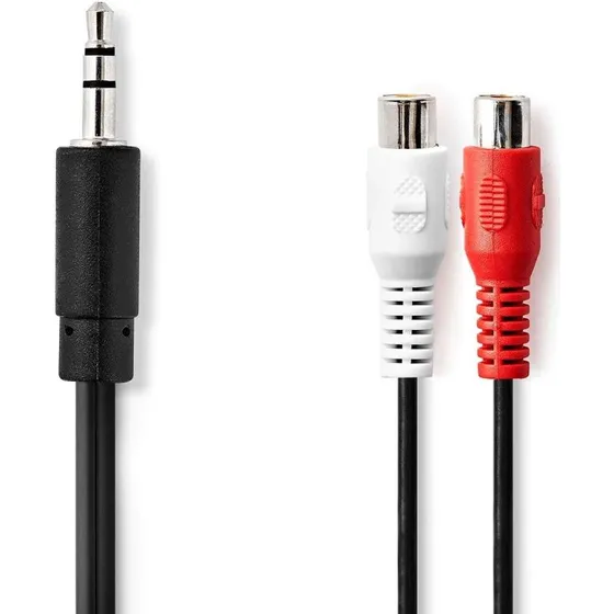 Nedis Audio Kabel 3,5 mm til 2x RCA, 20 cm, Nikkelplateret