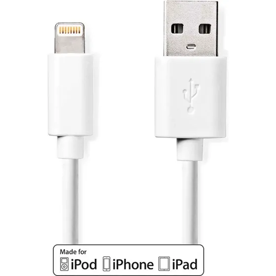 Nedis Valueline Lightning Kabel 1 m, hvid, USB-A til Lightning