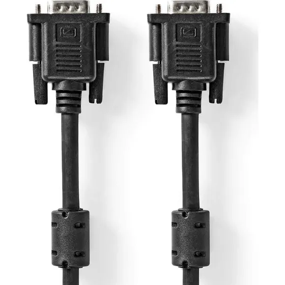 Nedis VGA-kabel 2 m, HD-15 til HD-15, nikkelplateret, sort