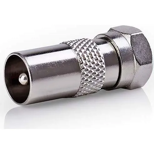 Nedis CSGB41953ME Antenneadapter, F-han til IEC, nikkelplateret, sølv