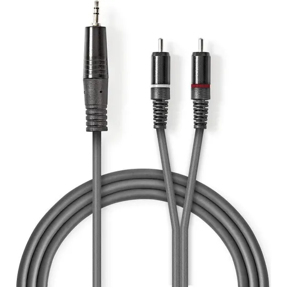 Nedis OnStage 3,5 mm til 2x RCA lydkabel, 3 m, nikkelplateret, mørkegrå