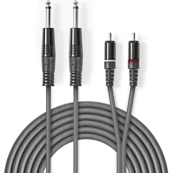 Nedis OnStage 6,35 mm til RCA audiokabel, 1,5 m, nikkelpladeret
