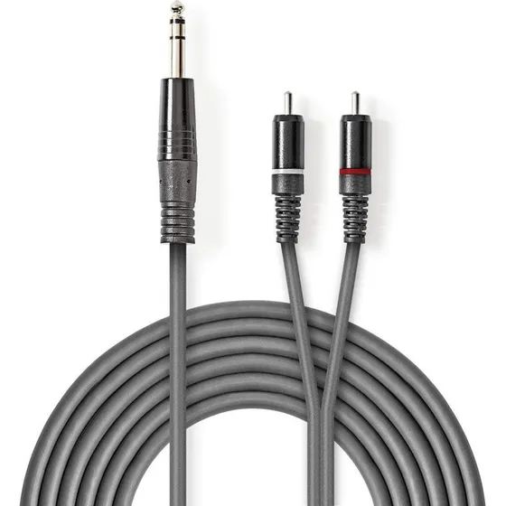 Nedis OnStage 6.35 mm til 2x RCA audiokabel, 3 m, mørkegrå