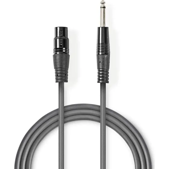 Nedis OnStage XLR 3-pin hun til 6.35 mm mono, 3 m, mørkegrå