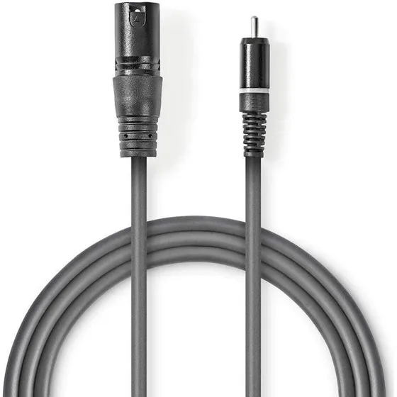 Nedis OnStage XLR 3-Pin til RCA Lydkabel, 1.5 m, Nikkelplateret