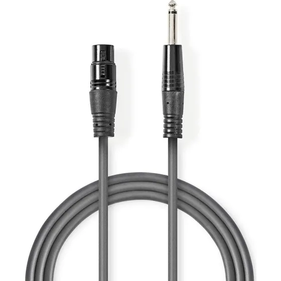 Nedis OnStage XLR 3-pin hun til 6,35 mm han, 10 m, nikkelplateret