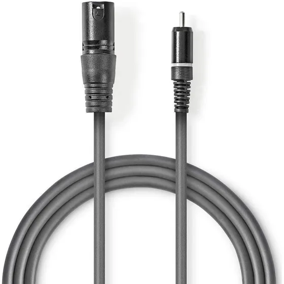 Nedis OnStage XLR3-han til RCA-han, 3 m, mørkegrå