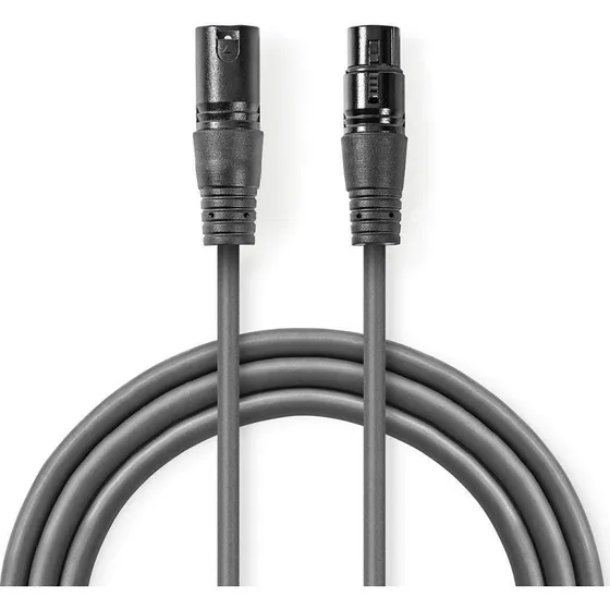Nedis OnStage XLR Audio Kabel 15 m, Nikkelpladeret, Mørkegrå