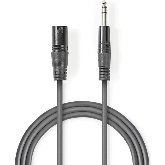 Nedis OnStage XLR3-han til 6,35 mm stereo jack, 5 m, mørkegrå