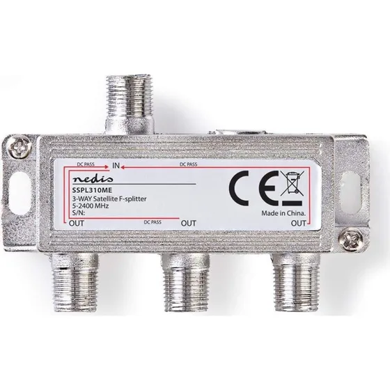 Nedis Aerial Splitter 3-vejs, 75 Ohm, zink-trykstøbt