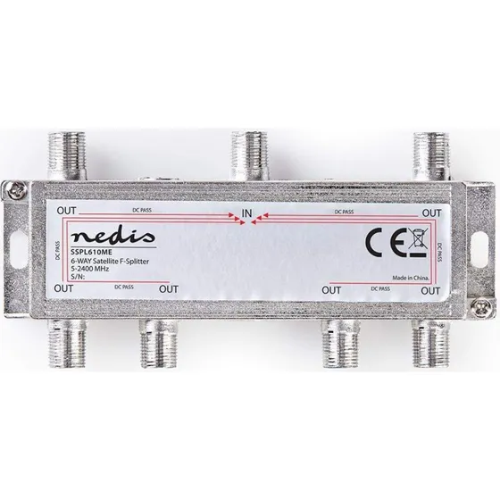 Nedis Aerial Splitter 6-vejs, 75 Ohm, sølv