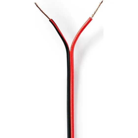 Nedis Bulk Højtalerkabel 100 m, 2x0,50 mm², CCA, Rød/Sort