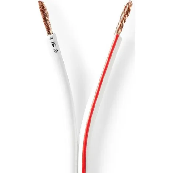 Nedis Højtalerkabel 100 m, 2 x 2,5 mm², CCA, hvid, runde