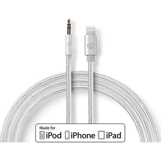 Nedis Lightning til 3,5 mm hovedtelefonstik, guldplateret, 1 m, runde, nylon