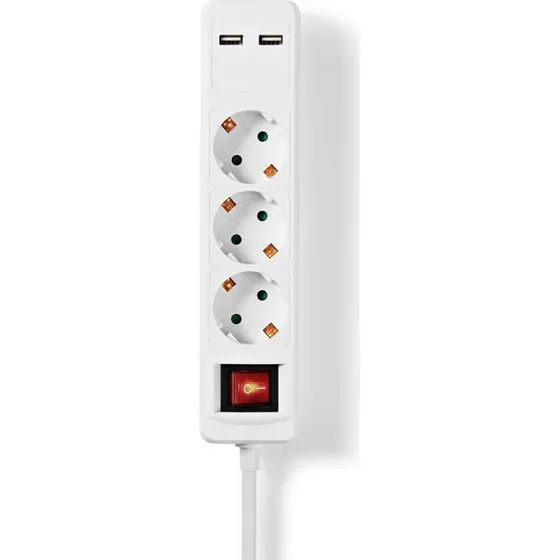 Nedis EXSO315UFSWT 3-stik Udvidelse Socket 1.5m Hvid 16A