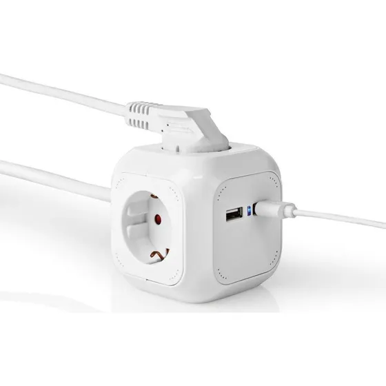 Nedis Udvidelse Socket 4-vejs Type F 1,5 m med USB