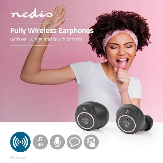Nedis Bluetooth 5.0 Trådløse Øretelefoner med Opladningsetui