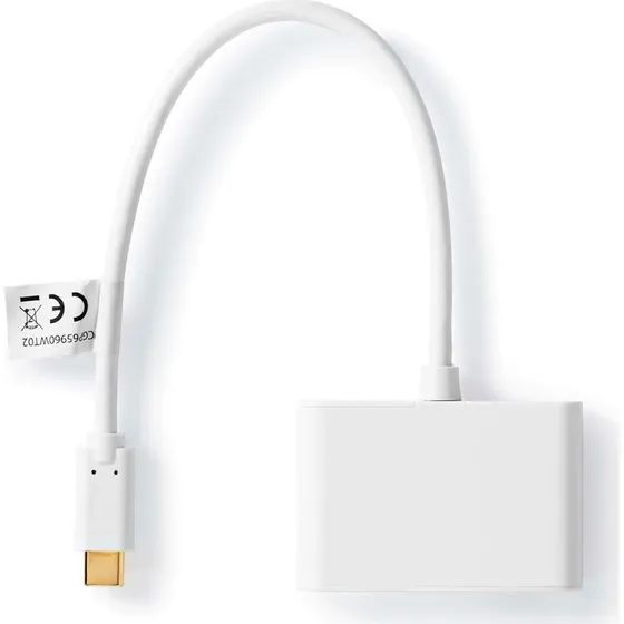 Blis USB-C til 2x USB-A Adapter, Nikkelplateret, Hvid, 1000 Mbps