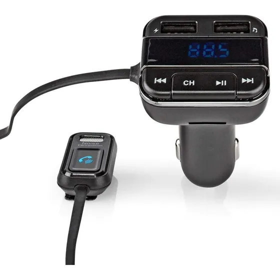 Nedis Bluetooth 5.0 FM-sender med mikrofon og LED-skærm