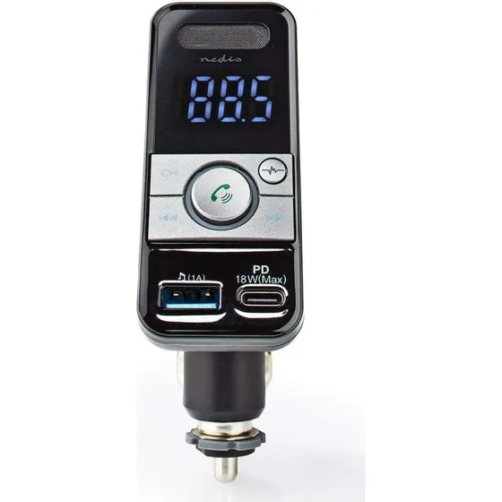 Nedis Bluetooth FM-sender med mikrofon, 18W, LED-skærm