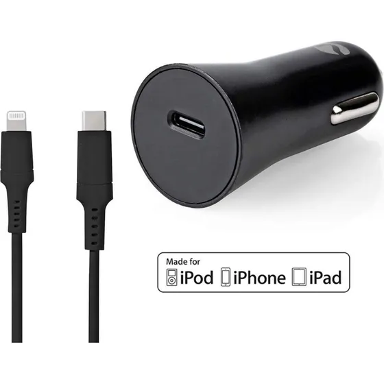 Nedis 20 W USB-C Biloplader med Lightning-kabel