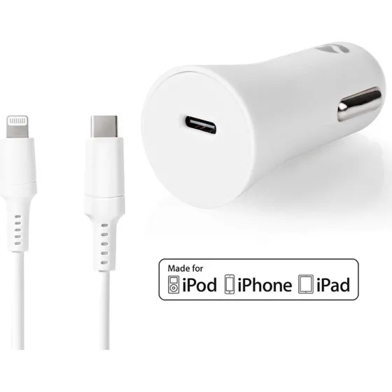 Nedis 20 W USB-C Biloplader med Lightning-kabel