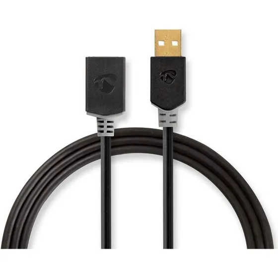 Nedis USB 2.0 Forlængerkabel 3 m, Antracit