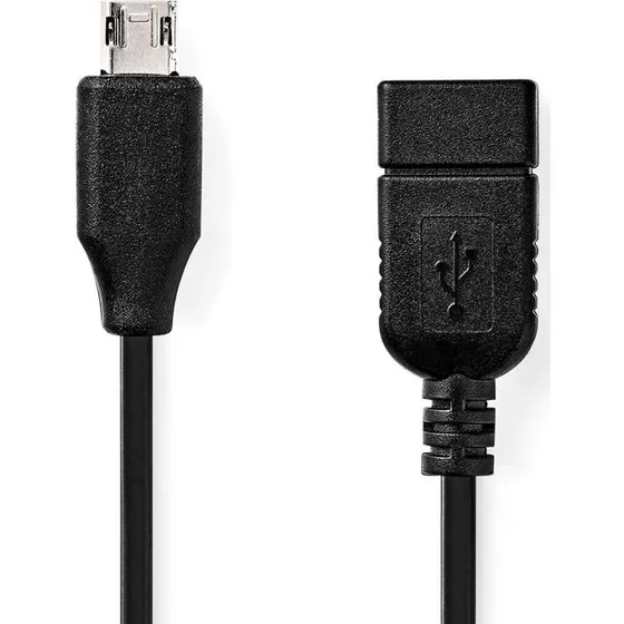 Nedis USB Micro-B til USB-A Adapter, 20 cm, Sort